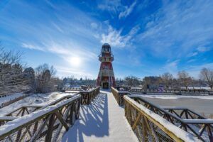 Een prachtig besneeuwd Pairi Daiza